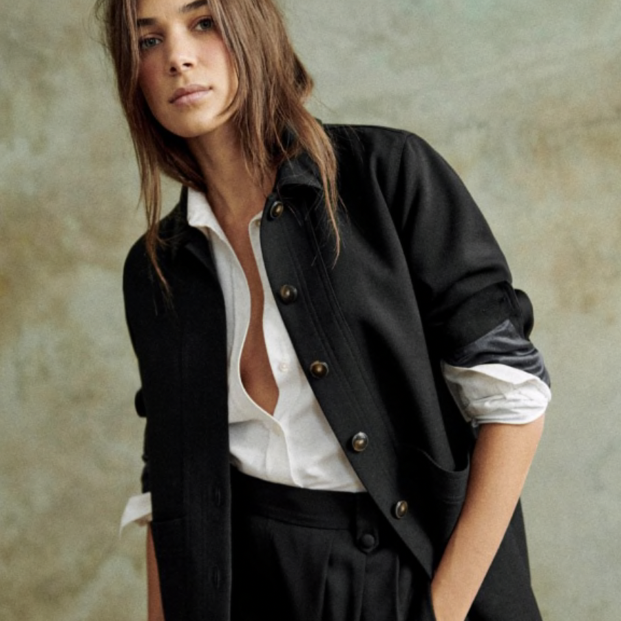 Black and White outfits Sezane will chore jacket